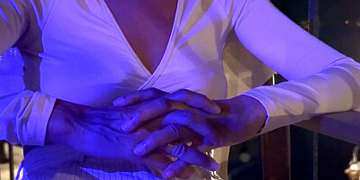 My wondrous boobs and pierced puffies are unveiled in a night out pub by the river