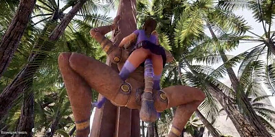Lara Croft never hoped that the Statue would do this and poke her in all her fuckholes.