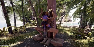 Lara Croft never hoped that the Statue would do this and poke her in all her fuckholes.