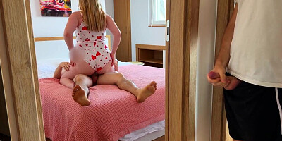Abased Cheating Hubby Wanks off and Sees how MANAGER Pounds His Wifey