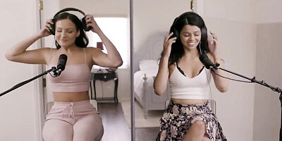 Babe clip with sex hungry Mila Monet and Harley Haze from Bellesa Films