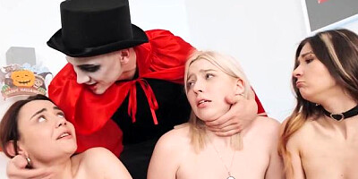 Creampie Angels - Busty vampire ass fucking on Halloween