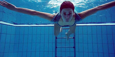 Talented Marusia at underwater teens (18+) action