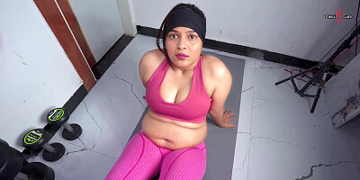 Gym chudai- Stepsis Offers her Cock-squeezing Labia to Brother-in-law for Exercise in Homegym with Hindi Hook-up Vid.
