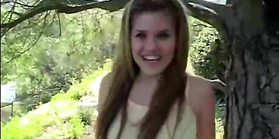 Stunning diminutive teenie topanga heads solo outdoors