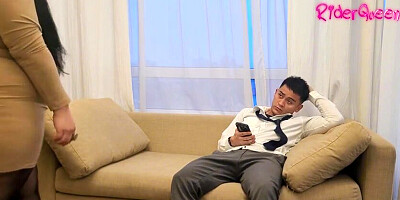 Schoolgirl comes over alone to tear up his stepmother - Fast, before my spouse gets home!
