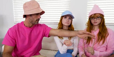 2 Smoking Ginger Daughters Exchange Step-fathers for a Backyard Camping Weekend