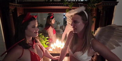 Dharma Jones In Devil Plays Truth Or Dare With Angel Stella And Orgasms