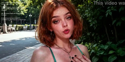Mischievous ginger nymph gets yam-sized schlong in her lips.[AI]