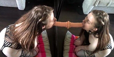 2 cougars and 2 humungous meatpipes as deep as possible in their faceholes - a reflection in the mirror - Lovessie