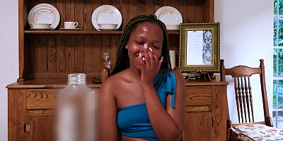 This Ultra-cute DIMINUTIVE EBONY 18YO College girl Chose My Pink cigar Over Class... And Left With A Throatful Of JIZZ