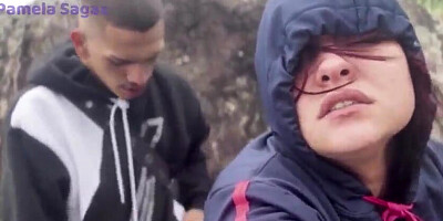 A mega-slut with monstrous bosoms picks up a young man on the beach and has fuck-fest in front of everyone.