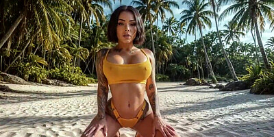 On a tropical beach by the pool, I noticed a dissolute, stunning hottie, devoid of any complexes, and boinked her in the bootie. [AI]