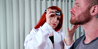 'Plow my muff and your acne will vanish.' Ginger-haired doc nails her patient's gigantic sausage.