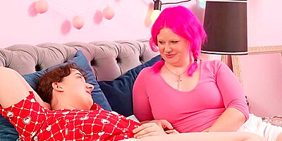 Hot Busty Lesbians Scissor On The Bed