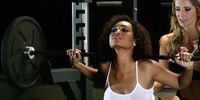 Mercedes Carrera flashing her curvaceous figure during red-hot exercise for Playboy