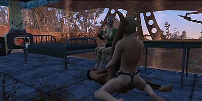 Brothel With Glass Windows - The Work of Prostitutes in a Fallout 4 Porno Game, Lesbian Strapon