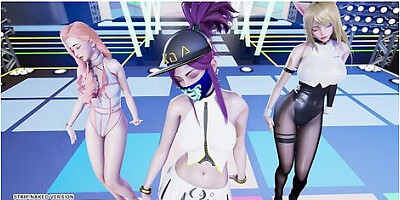 [mmd] Kep1er - Wa Da Da Ahri Akali Seraphine Sexy Kpop Dance League Of Legends Hentai Uncensored