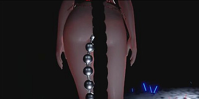 Dark fantasy installation with sensual black stage