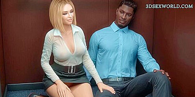 Blonde Secretary Wife Trapped in an Elevator with BBC co-worker (3D Sexgame)
