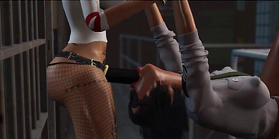 Hardcore strap-on action with a female prison guard
