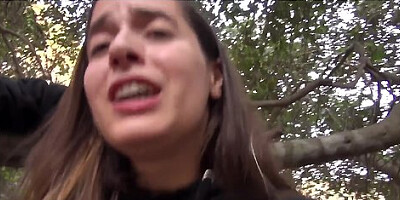 Brunette outdoors loves cock and lets it show