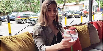 Remote-controlled orgasm for my stepsister in a bar