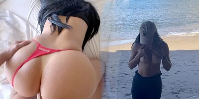 Beach Adventure. Perfect Tits & Big Ass Exposed in Public gets Fucked after T...