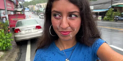 Step Sister Lost the Game and had to Go Outside with Cum on Her Face - Cumwalk