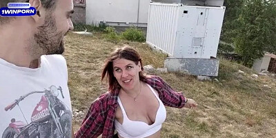 Pov Lifestyle of Stepbrother and Stepsister. Shining Tits on Top of a Mountain