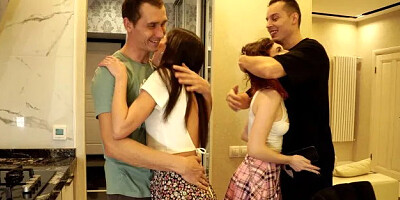Swapping Couples - Horny Swingers Swap Wives and Fuck on the Same Bed