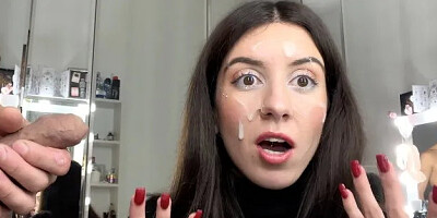 Ruined Makeup Cum on Face - Public Cumwalk on Street Fur Coat