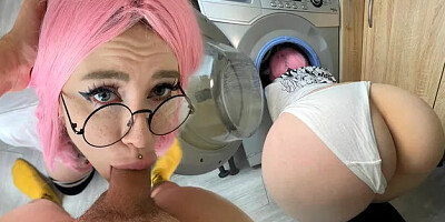 My Stupid Step-sister got Stuck in the Washing Machine and I Fucked Her