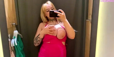 Beautiful Stepmom Puts Clothes on Her Big Tits and Ass in Public
