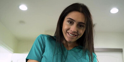 Nurse pretends to catch a perv and dildo plays the role of cock