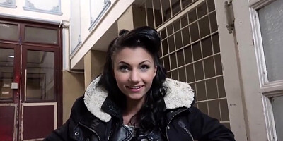 Hot and sexy brunette gets picked up and sucks cock like a pro