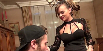 Busty French teen gets humped by the guy