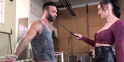 Bella Angel dominates a guy with a hot handjob in HD
