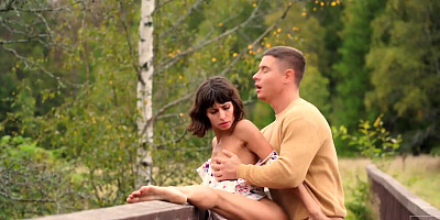 Cum all Over His Fiance's Tits in the Woods