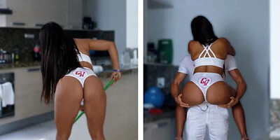 I was so Horny so I Paid My Sexy Latina House Maid in Cumrocket Cummies for a...