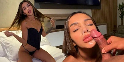 Cum Face! Petite Beautiful Colombian is Fucked Wildly by Her Neighbor!