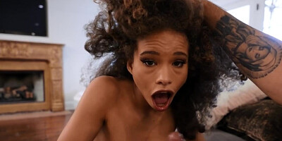 Petite Ebony chick Cecilia Lion has oral sex with Rico Hernandez
