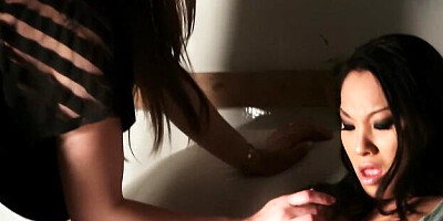 Engaging Asa Akira and Dani Daniels's skinny clip