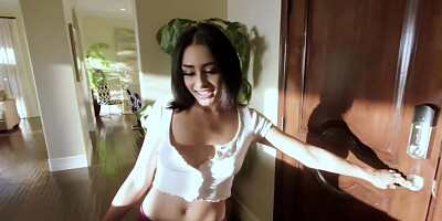 Brunette cutie Vanessa Moon is filmed POV-style during sex