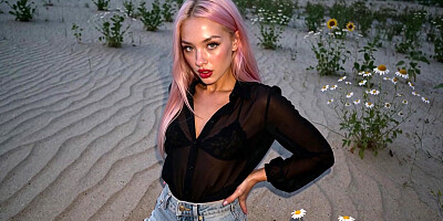 Blonde in Sunflower Field Gets Banged Hard