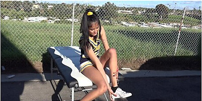 Looking Up Close At This Cheerleader With No Panties