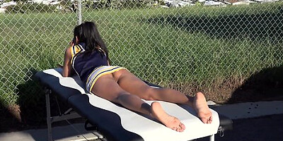 Looking Up Close At This Cheerleader With No Panties