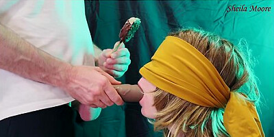 Ice Cream Taste Game. My Stepsister Swallows My Cum