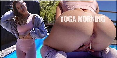 A Neighbor Spies On Morning Yoga By The Pool And Joins Me