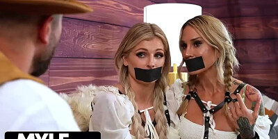 Blonde Stepsisters into Drinking Owner's Swiss Milk After Getting Caught Scamming